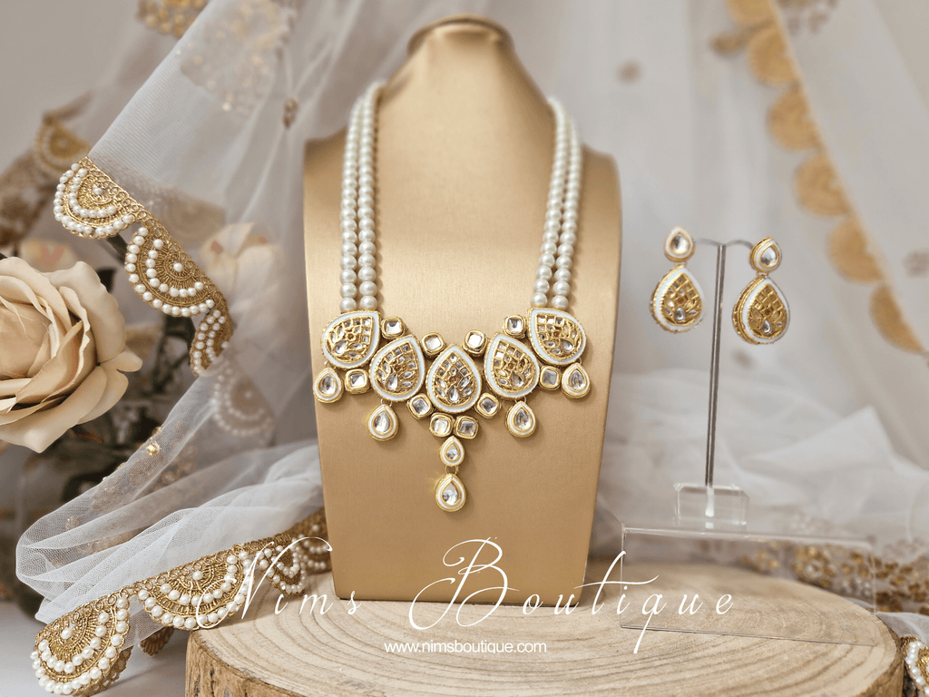 Nims Boutique Mohini Kundan Light Blue & Pearl Set