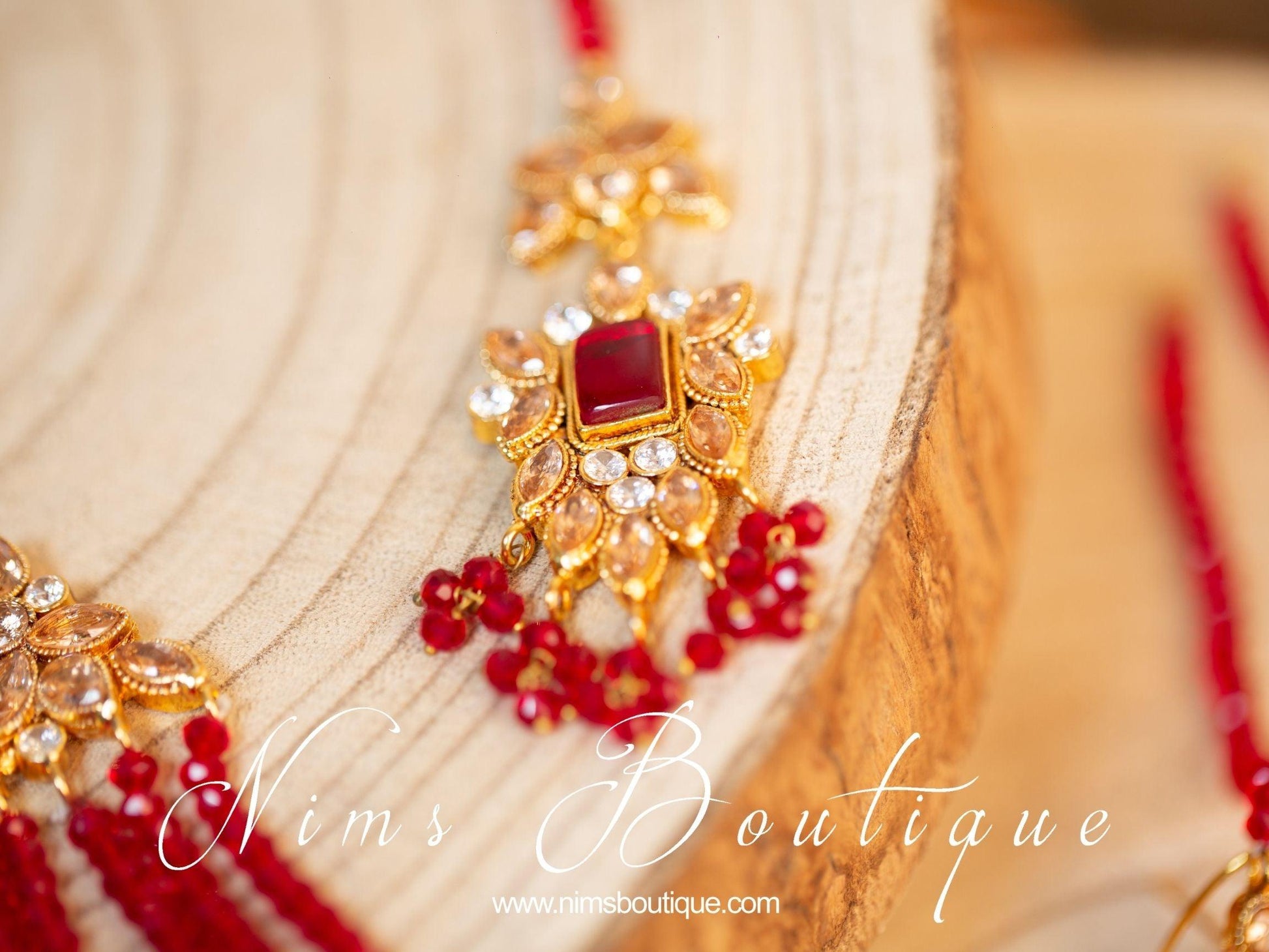 Nims Boutique Pari Maharani Red & Gold Set