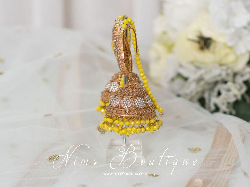 Nims Boutique Anjali Yellow Chumke with earring chains