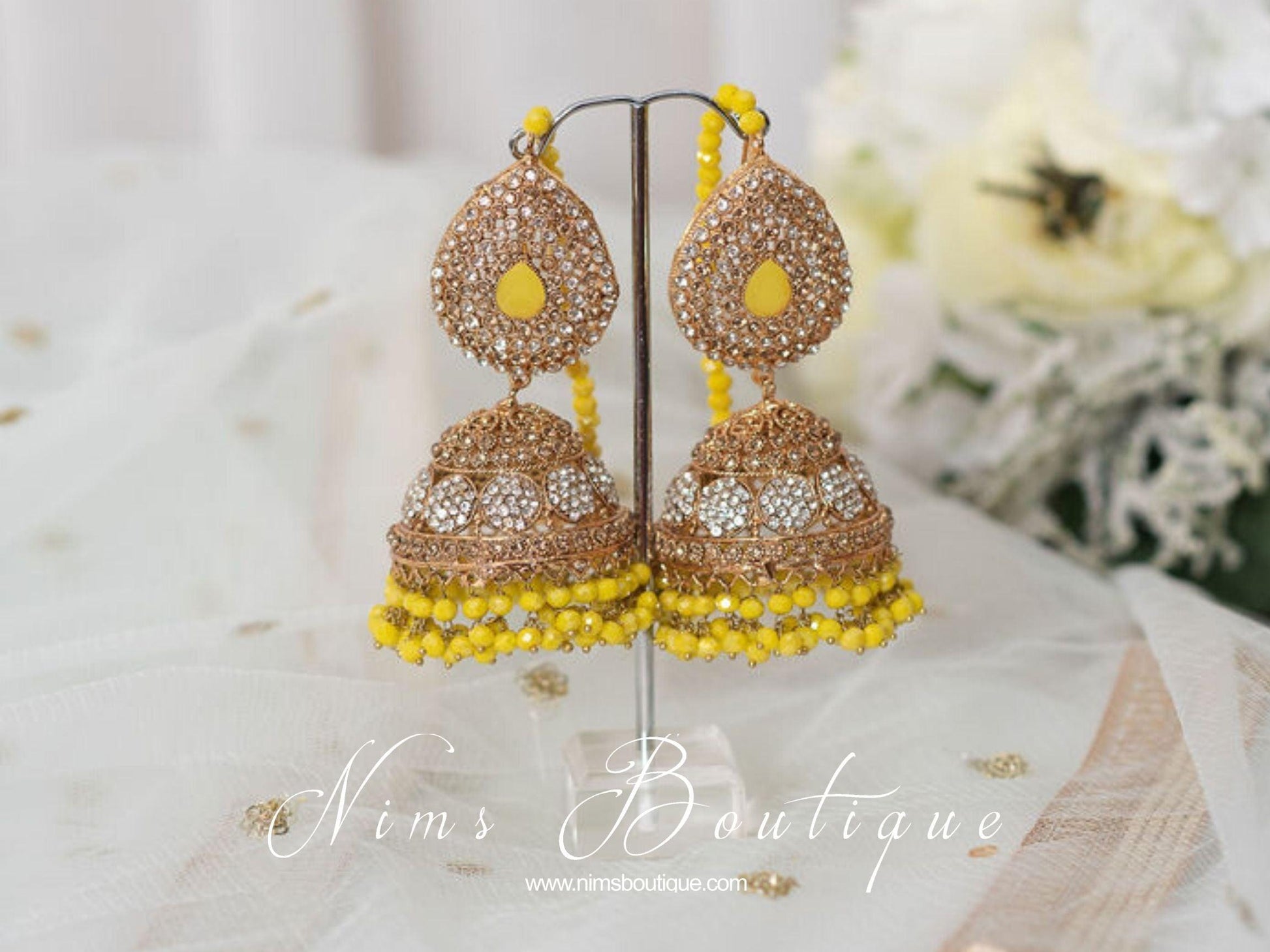 Nims Boutique Anjali Yellow Chumke with earring chains