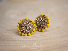 Royal Dark Yellow & Gold Stone Stud Earrings