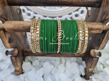 Dark Green & Kundan Set of Bangles (DG1)