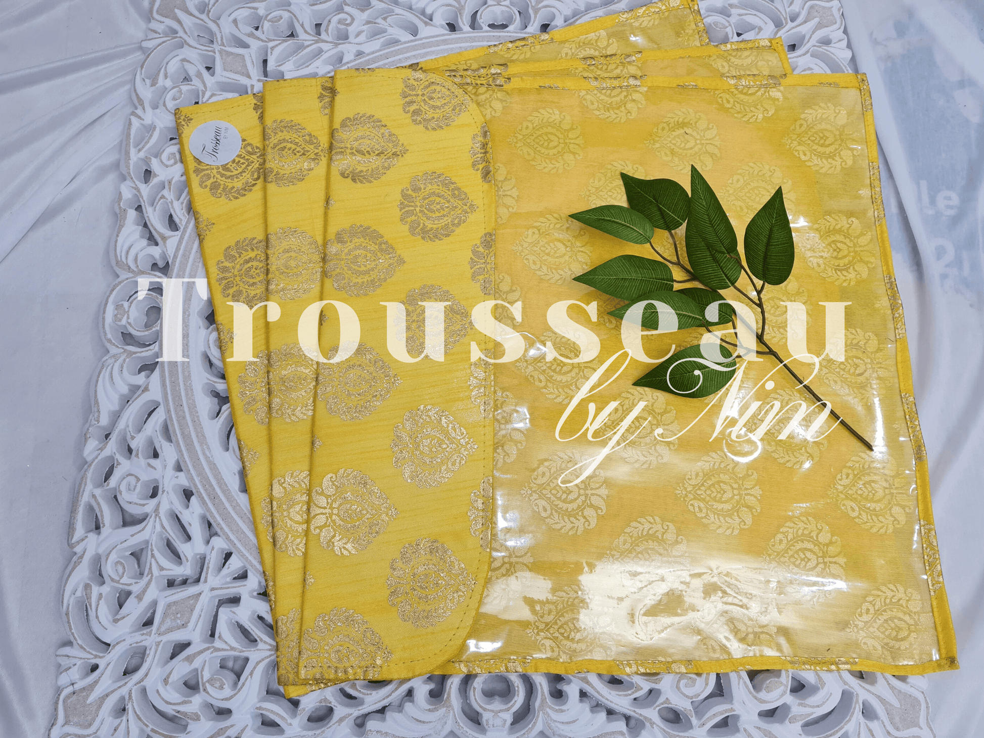 Nims Boutique Yellow Paisley Brocade Sari Bag