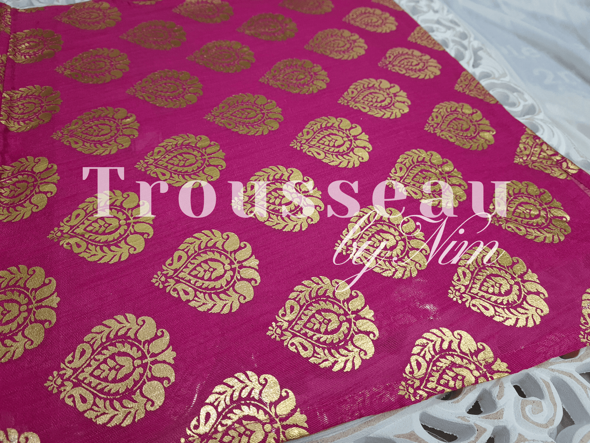 Nims Boutique Hot Pink Paisley Brocade Sari Bag