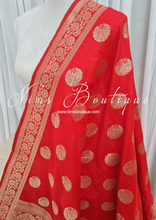 Red Circle Silk Banarsi Dupatta/Chunni