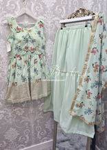 Mint Floral Sharara Suit Size 12-14