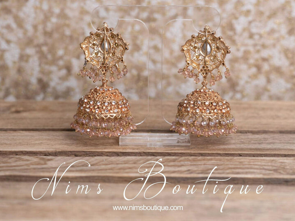 Nims Boutique Madhavi Maharani Peachy Gold Chumke