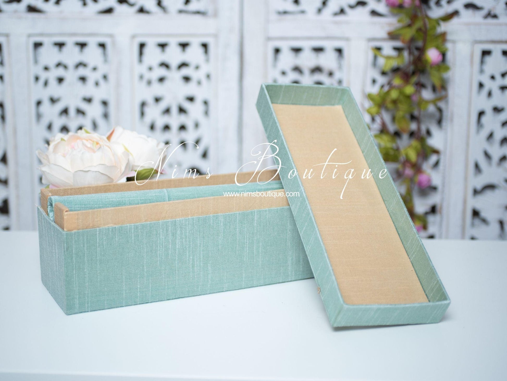 Nims Boutique Luxury Mint Embroidered Bangle Box