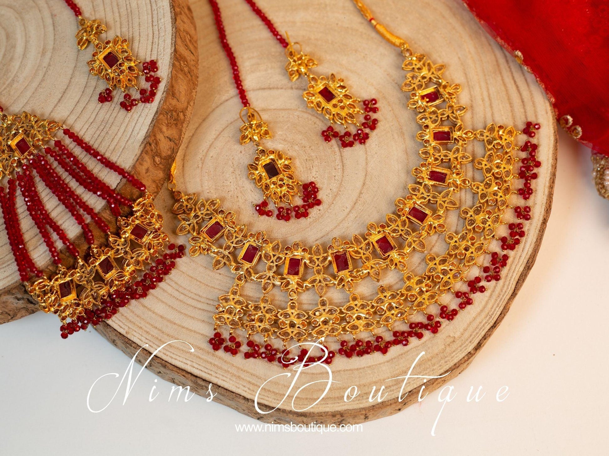 Nims Boutique Pari Maharani Red & Gold Set