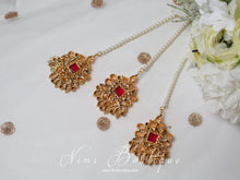 Sita Gold & Red Earrings & Tikka set