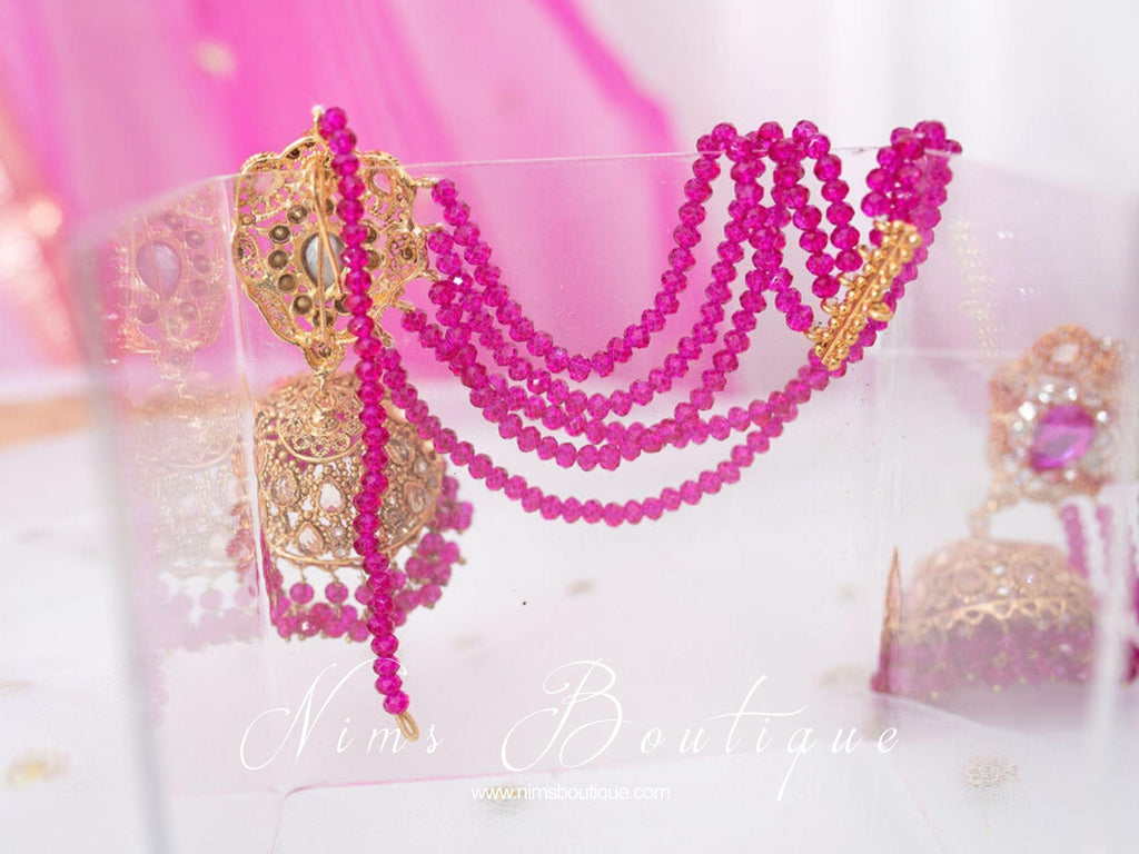 Nims Boutique The NB Maharani Hot Pink Chumke with earring chains
