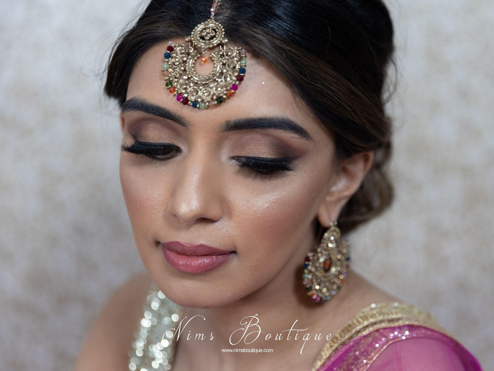 Nims Boutique Royal Multicolour & Gold Stone Chand Tikka Set