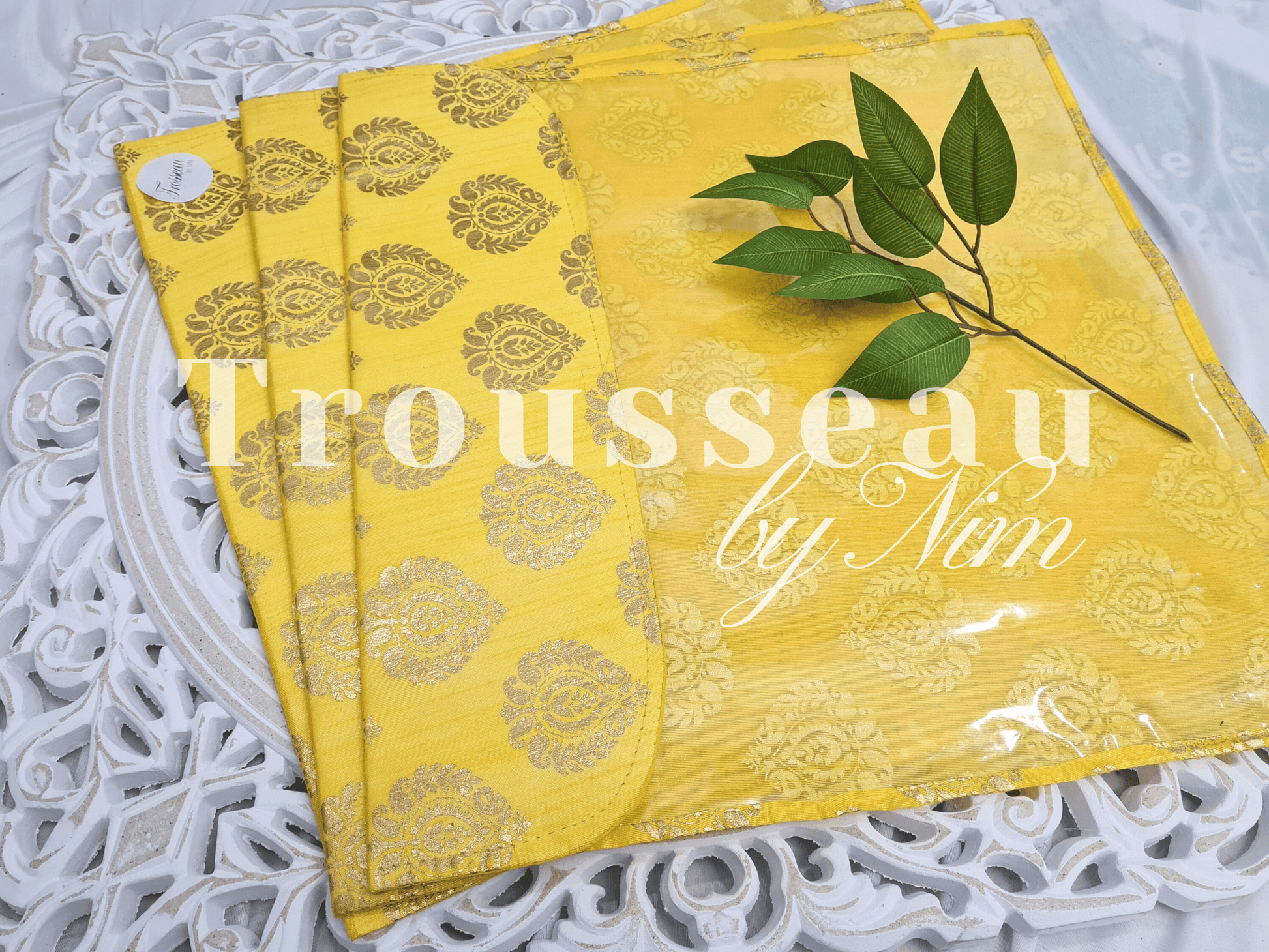 Nims Boutique Yellow Paisley Brocade Sari Bag