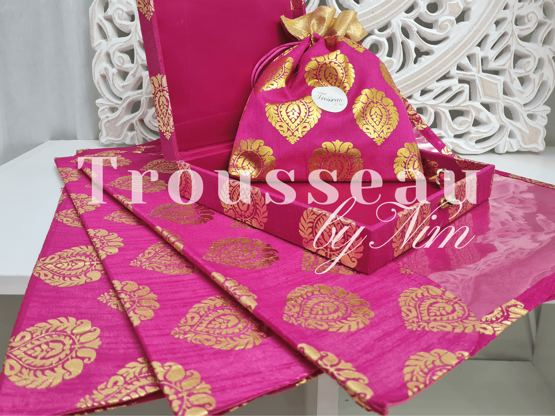 Nims Boutique Hot Pink Paisley Brocade Sari Bag