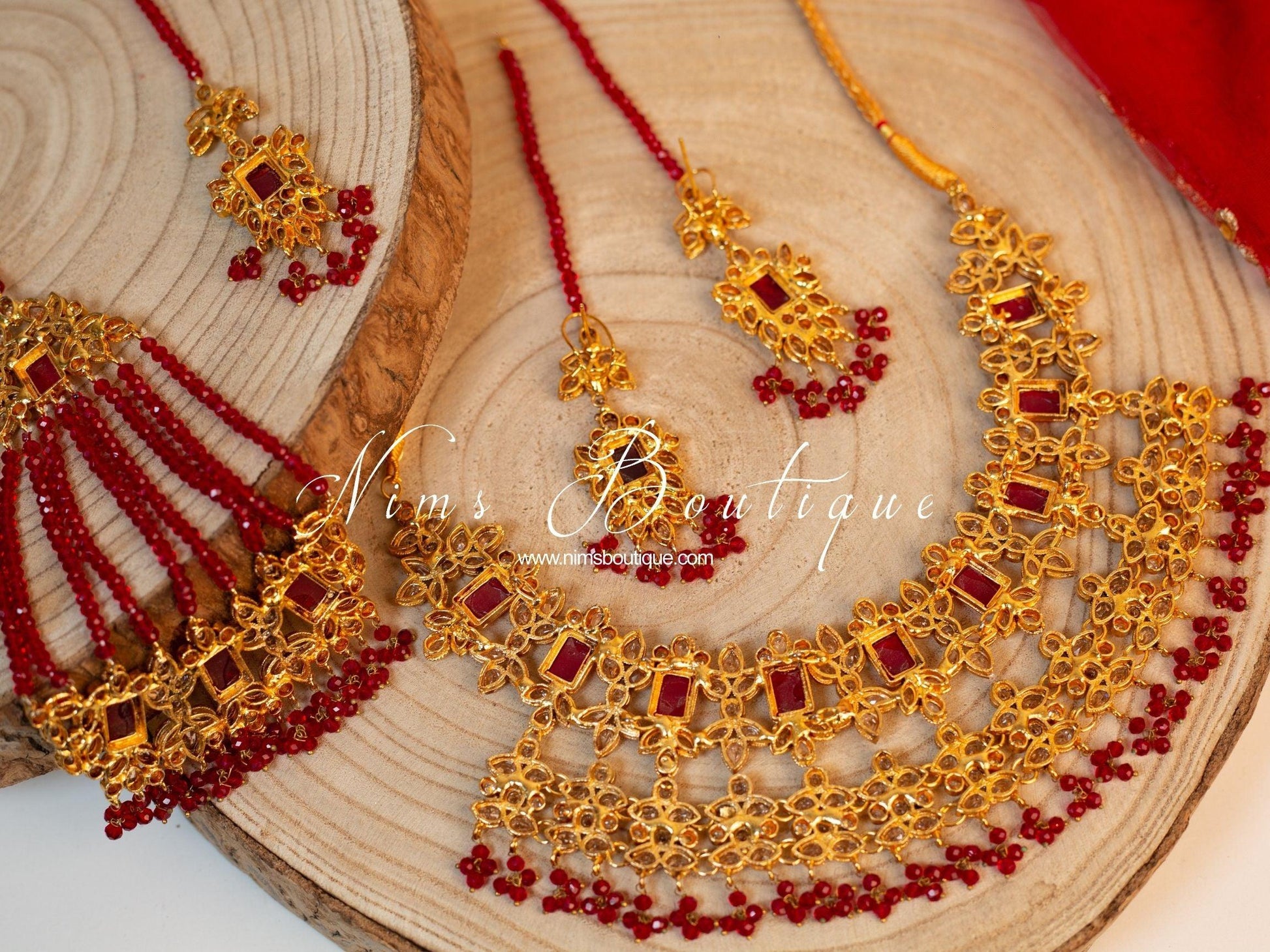 Nims Boutique Pari Maharani Red & Gold Set
