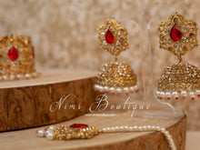 Red Stone Maharani Choker Set with Pearls