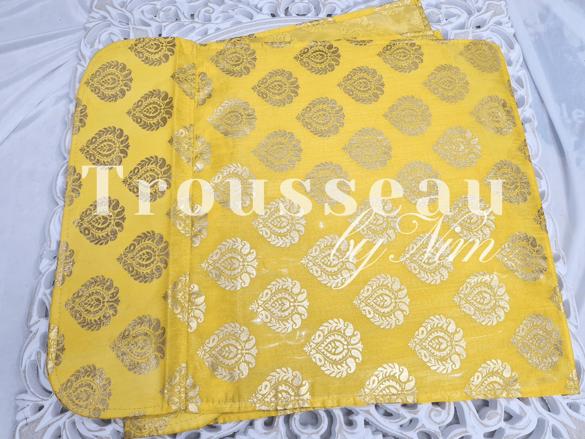 Nims Boutique Yellow Paisley Brocade Sari Bag