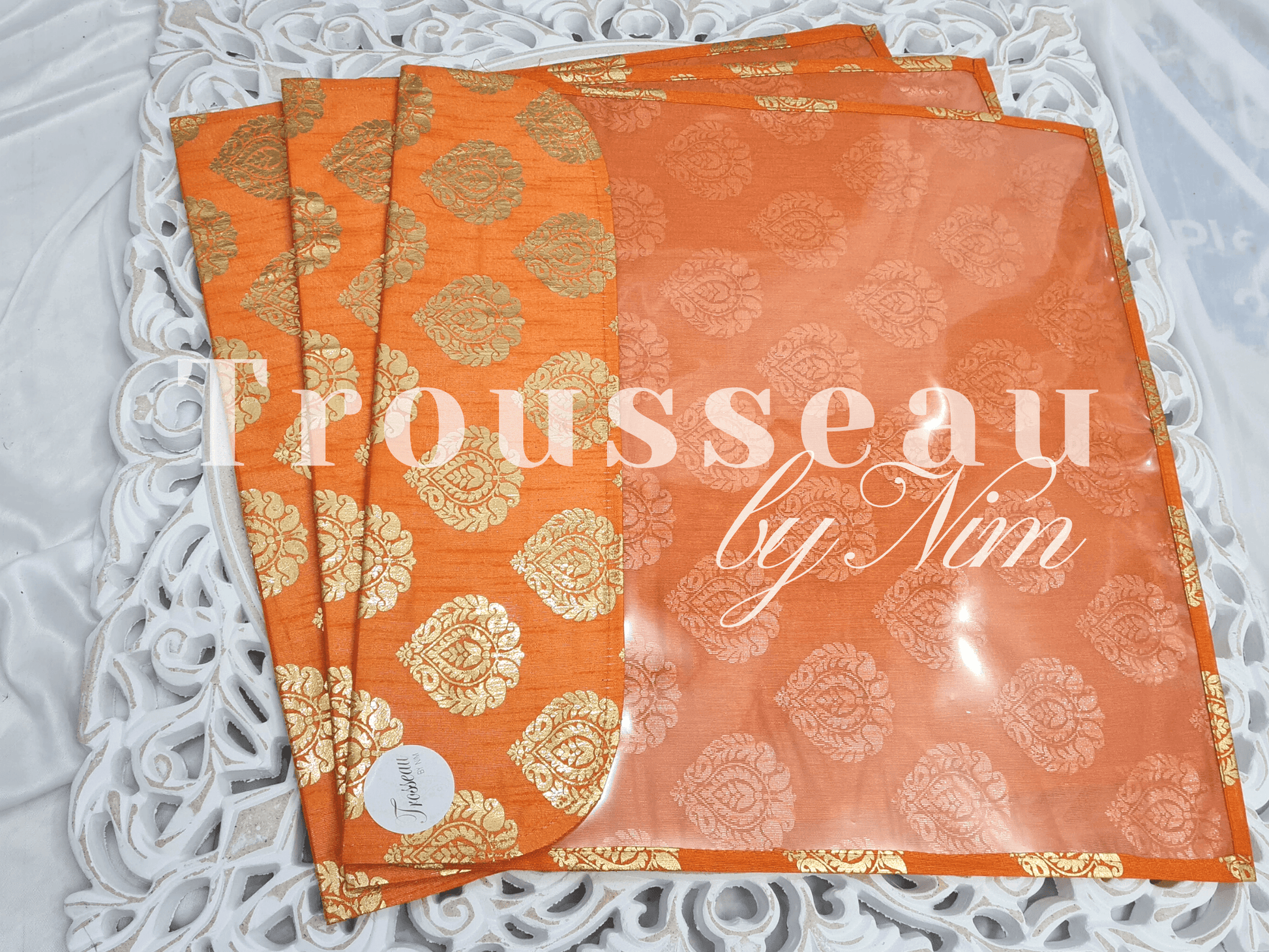 Nims Boutique Orange Paisley Brocade Sari Bag