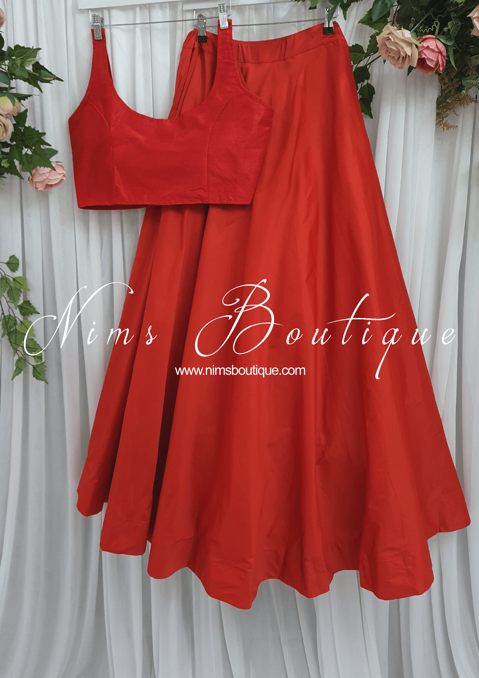 Nims Boutique Readymade Red Silk skirt/lehnga sizes 4-18