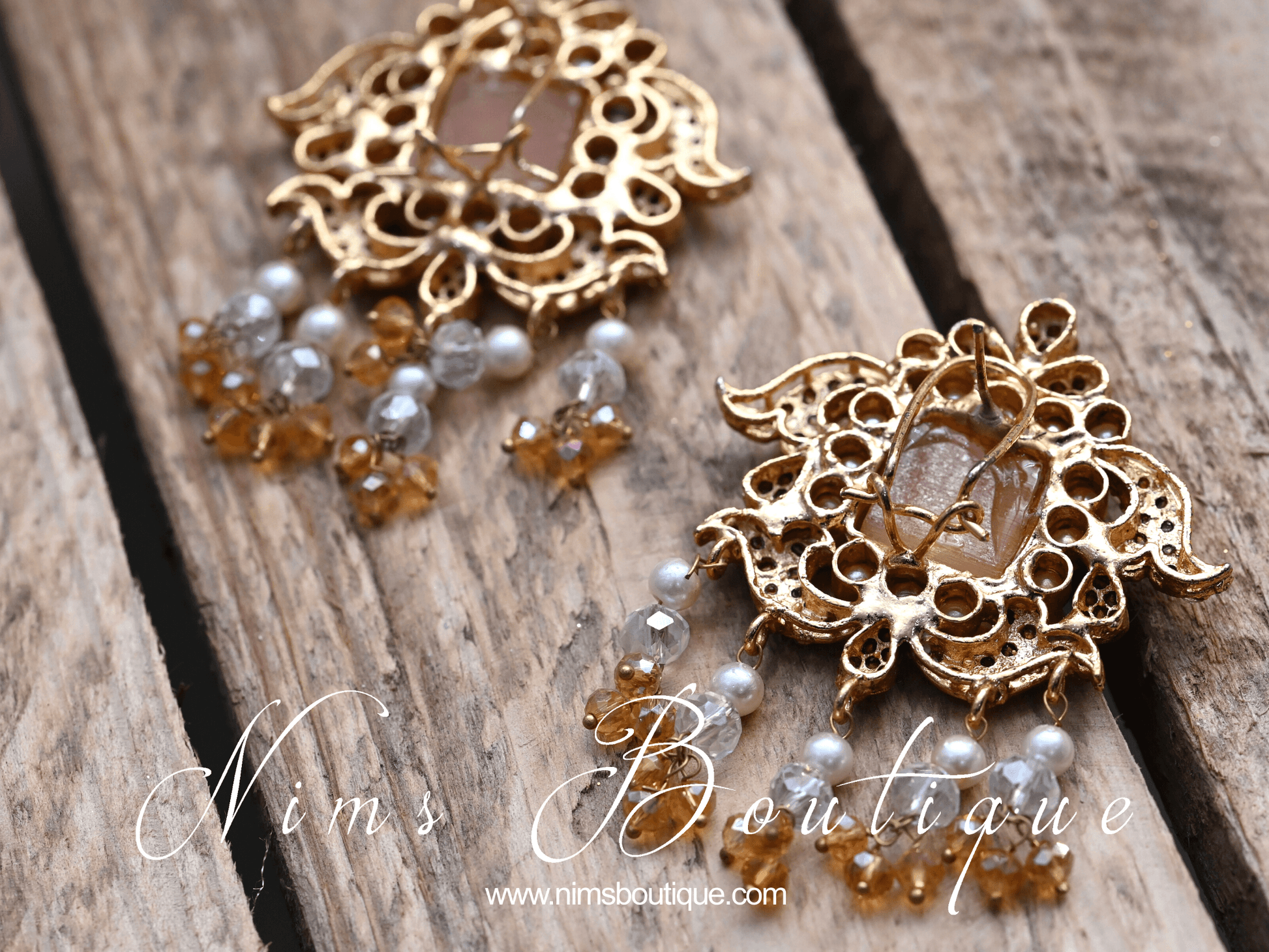 Nims Boutique Ananya Peach Gem Maharani Choker Set