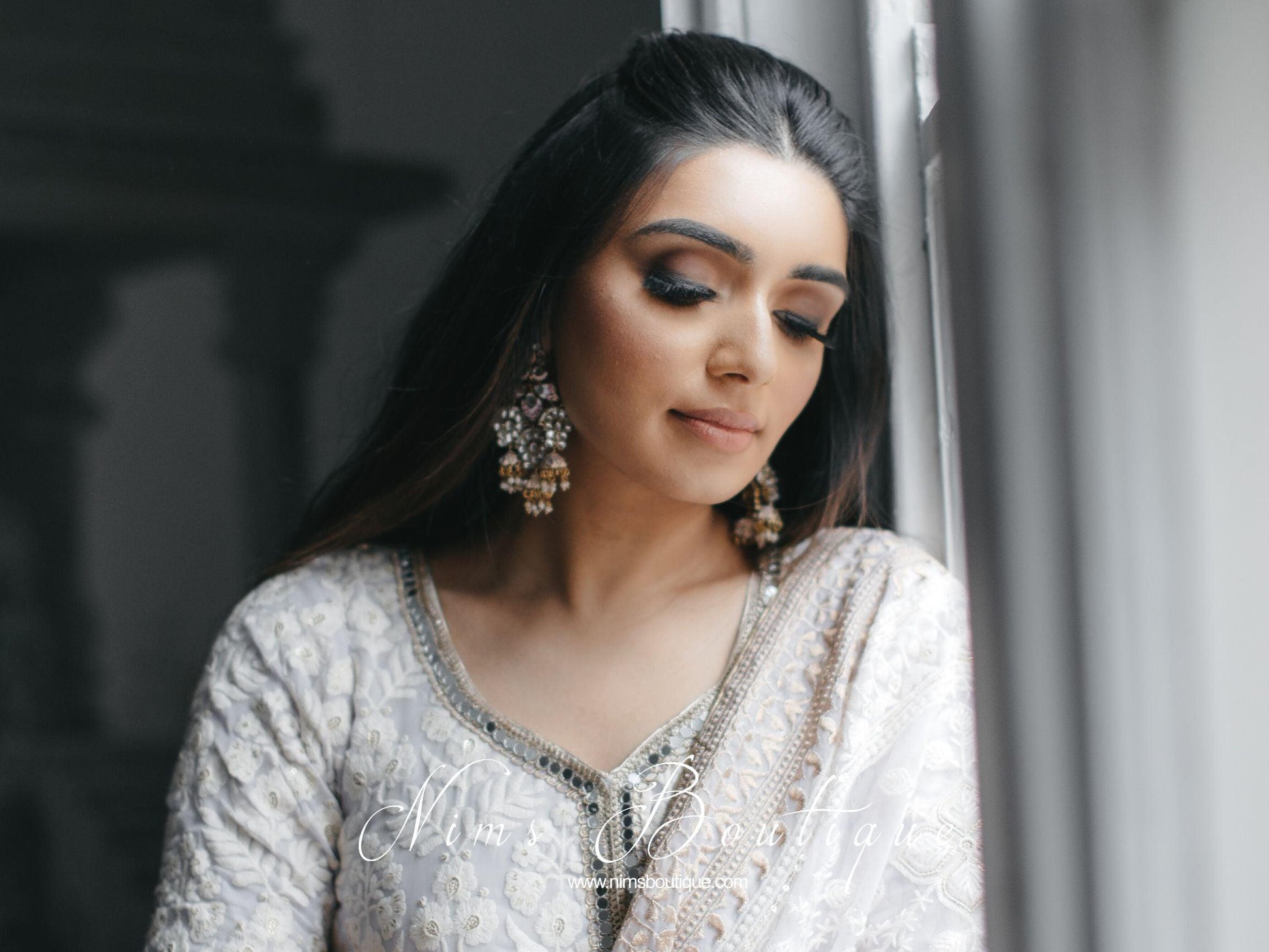 Nims Boutique Ariana Luxury Peach Meenakari Earrings