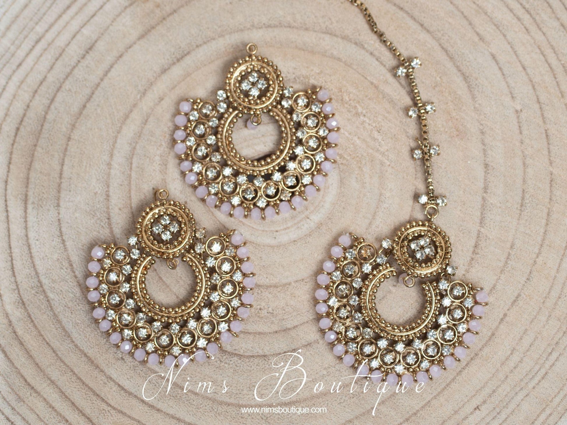 Nims Boutique Royal Blush Chand Tikka Set