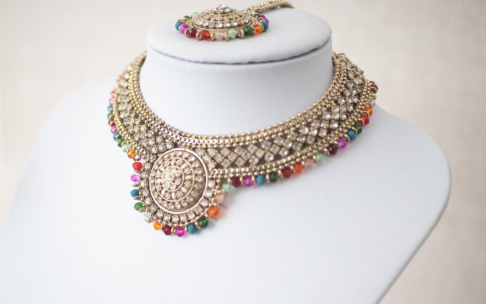 Nims Boutique Small Royal Antique Multicolour set with earring chains M2