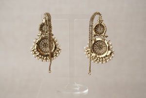Small Royal Antique Gold & Pearl set with earring chains