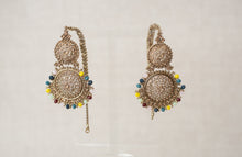 Small Royal Antique Gold Multicolour set with earring chains (M4)