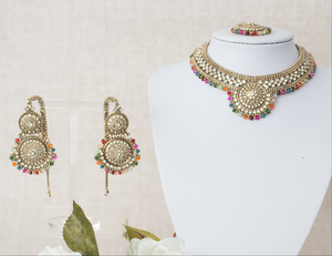 Small Royal Antique Multicolour set with earring chains (M2)