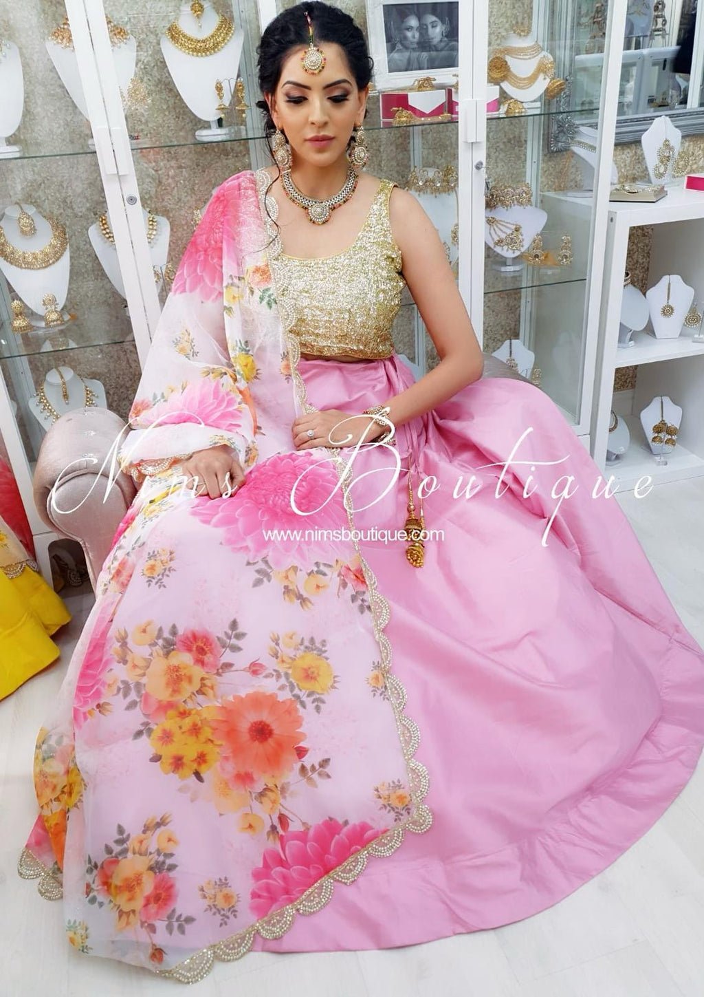 Nims Boutique Readymade Pink Silk skirt/lehnga sizes 4-12