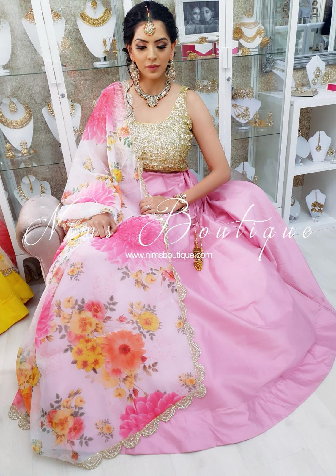 Nims Boutique Readymade Pink Silk skirt/lehnga sizes 4-12