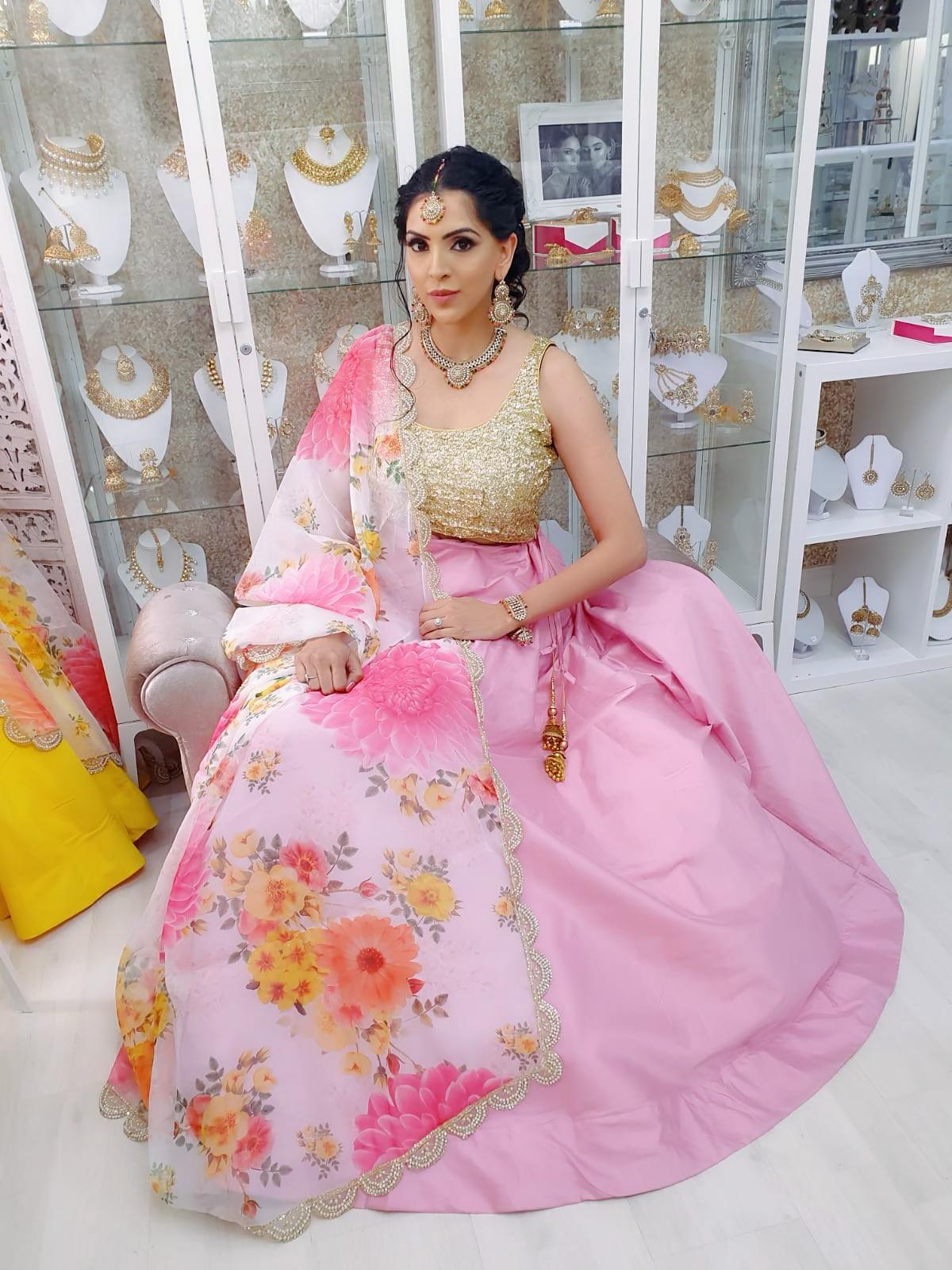 Nims Boutique Readymade Pink Silk skirt/lehnga sizes 4-12