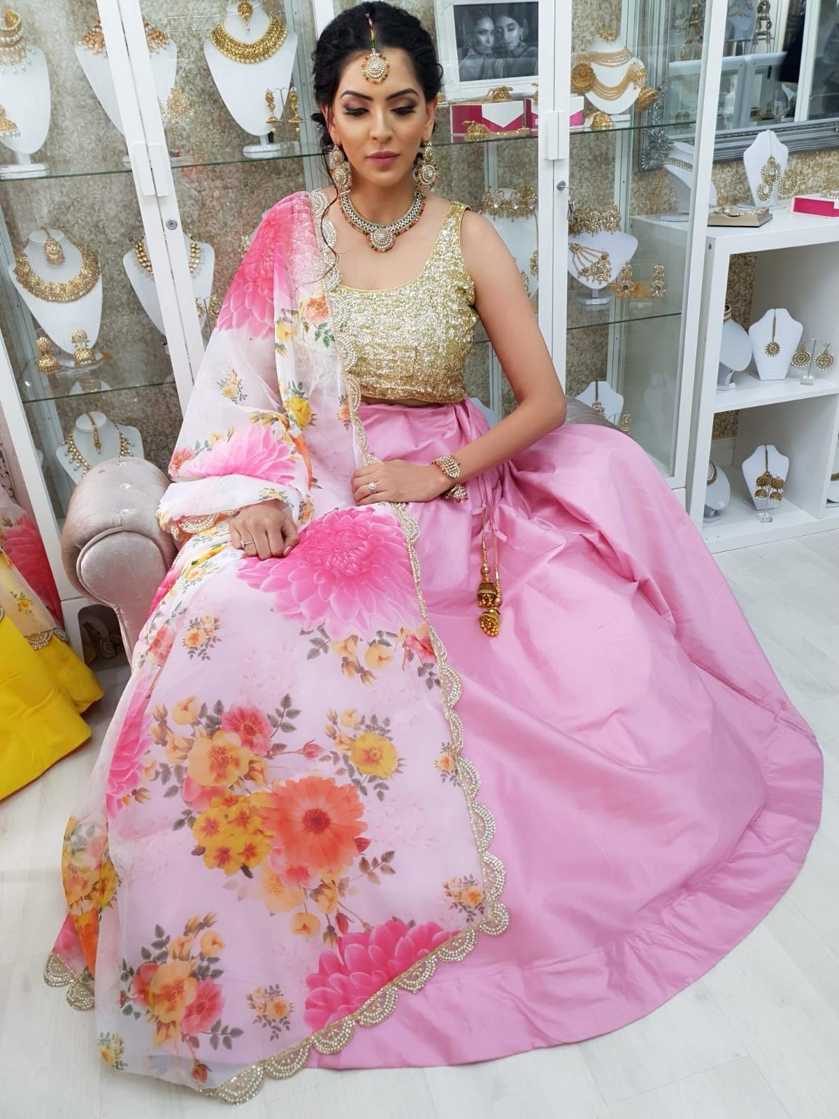 Nims Boutique Readymade Pink Silk skirt/lehnga sizes 4-12