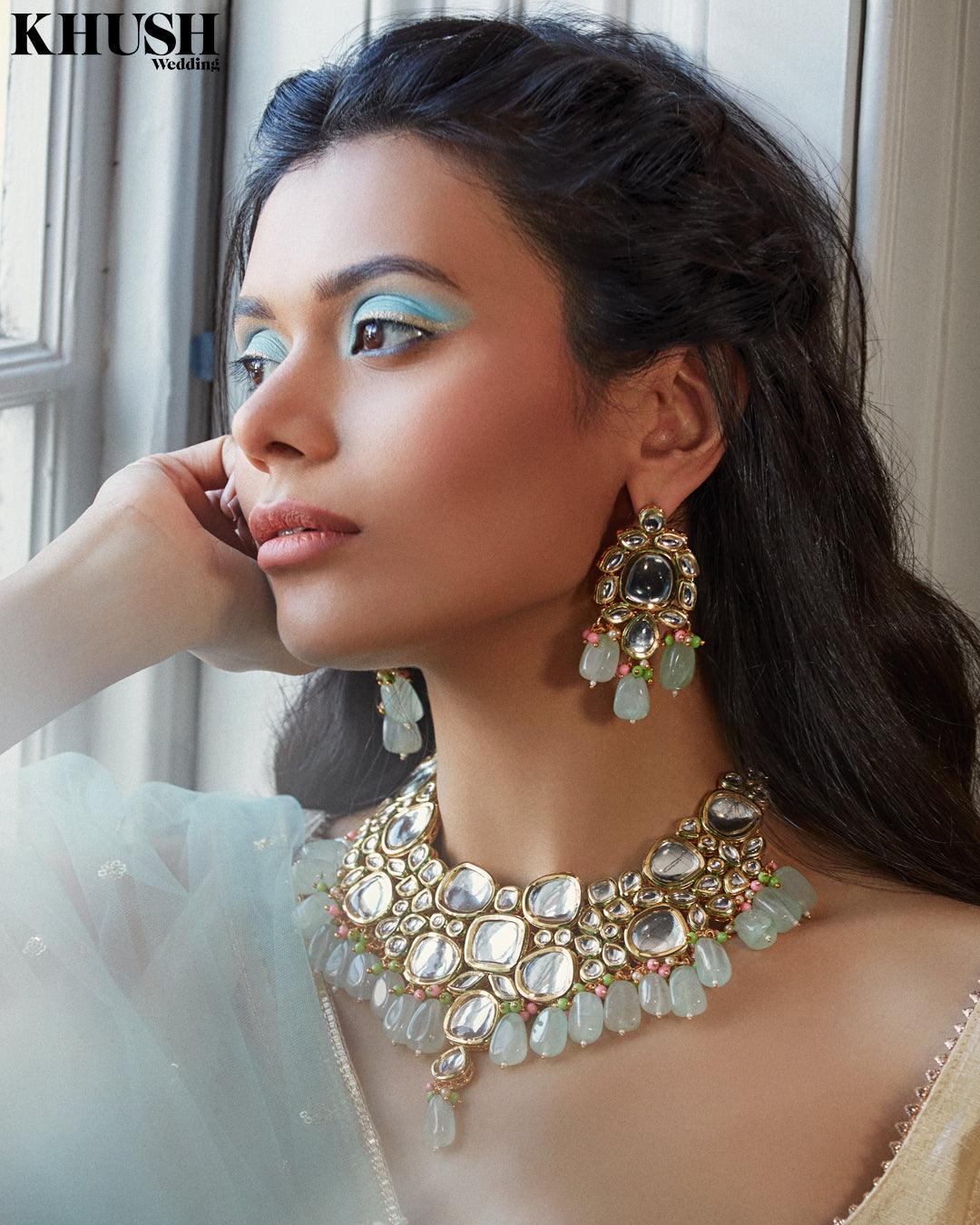 Nims Boutique Light Blue Net Sequin Dupatta/Chunni