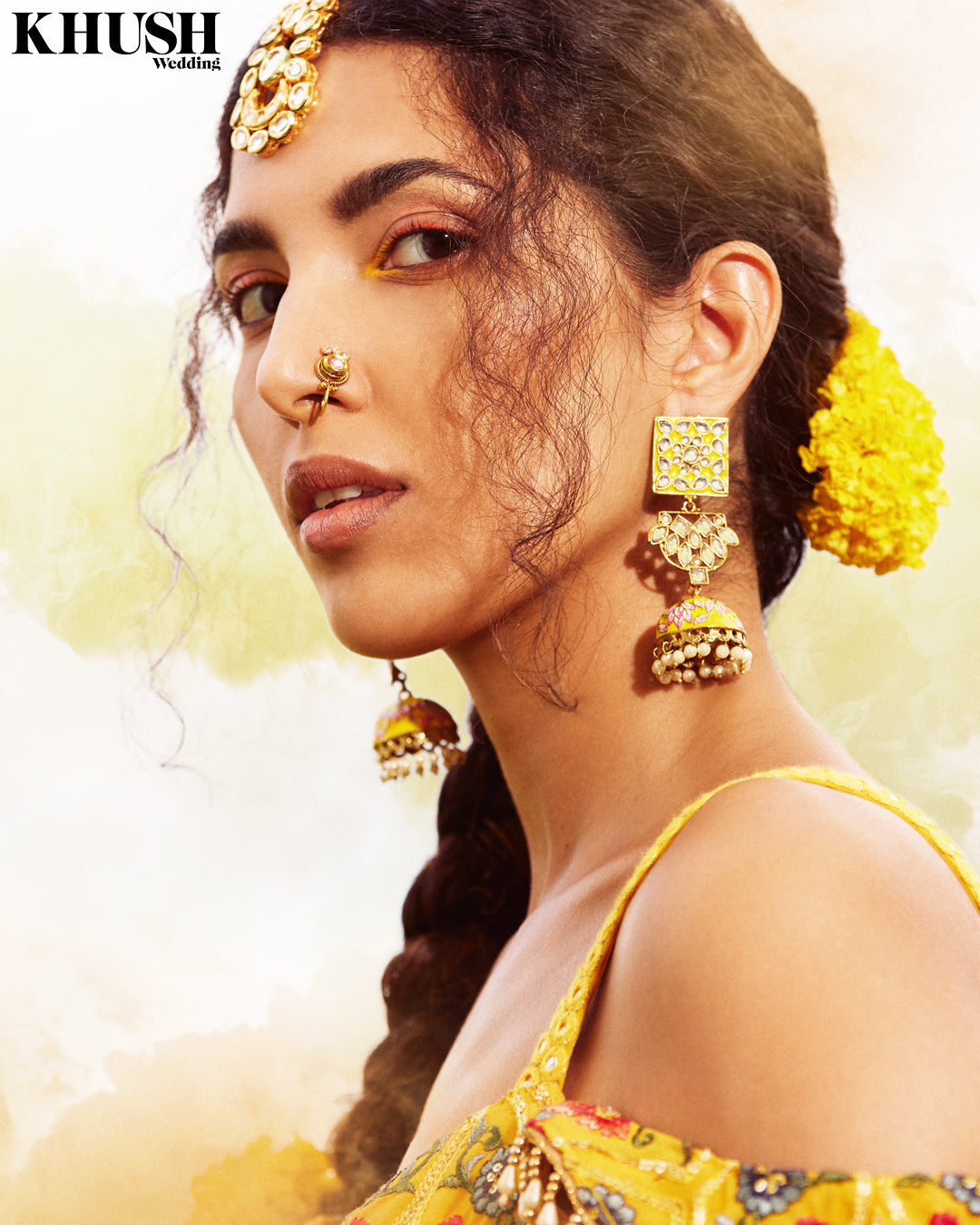 Nims Boutique Payal Yellow Blossom Chumke Earrings