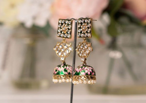 Grand Gold Plated Big Umbrella Jimiki Earrings For Wedding ER2588 | Earrings,  Gold, Gold earrings