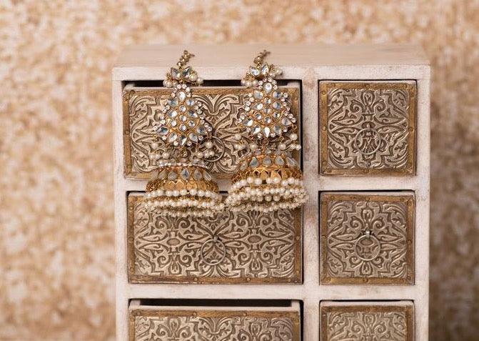 Nims Boutique Large Nandini Maharani Antique Gold & Pearl Chumke