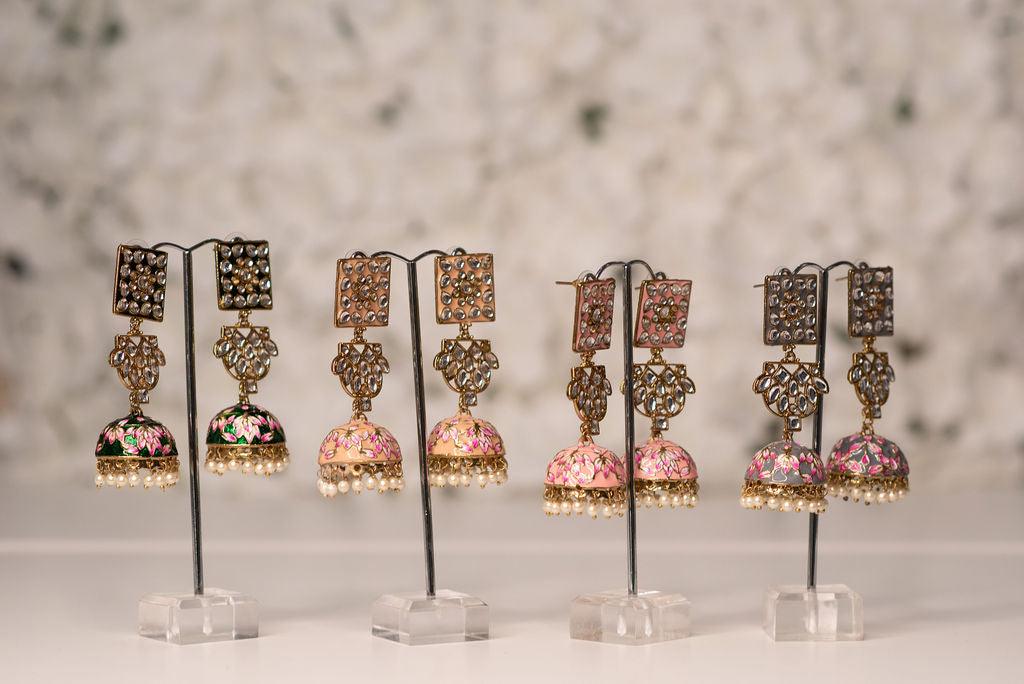 Nims Boutique Payal Grey Blossom Chumke Earrings