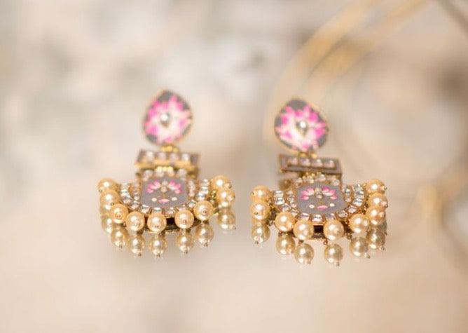 Nims Boutique Suhana Grey Blossom Earrings