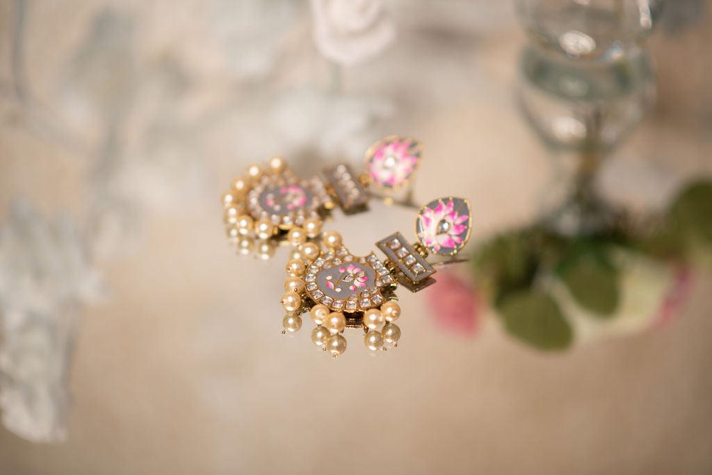 Nims Boutique Suhana Grey Blossom Earrings