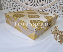 Nims Boutique Light Gold Brocade Silk Square Jewellery Gift Box