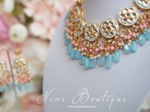 Nims Boutique Rhea Pink & Blue Meenakari Set