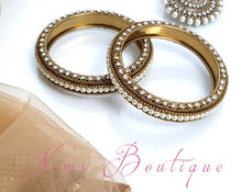 Nims Boutique Royal Antique Gold & Pearl Pair of Bangles