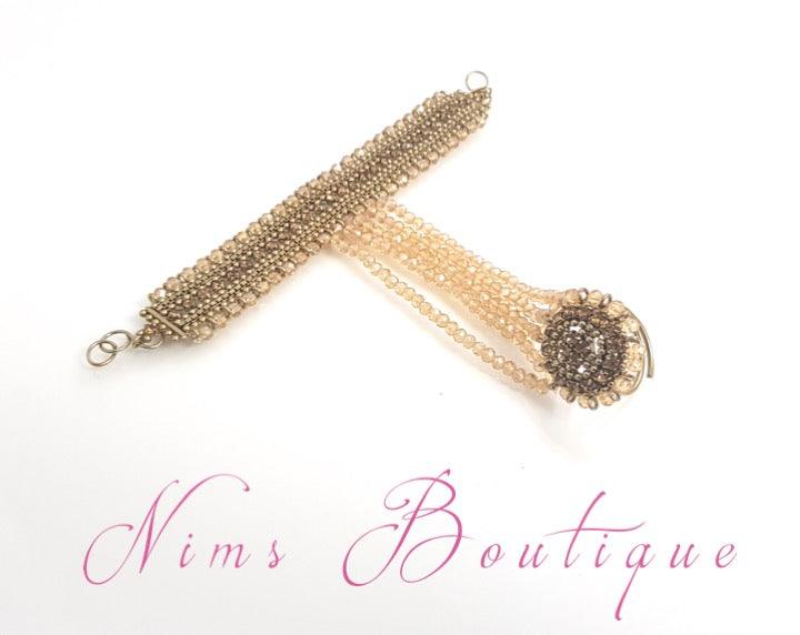 Nims Boutique Royal Gold Stone Small Handpiece / Hath Panja
