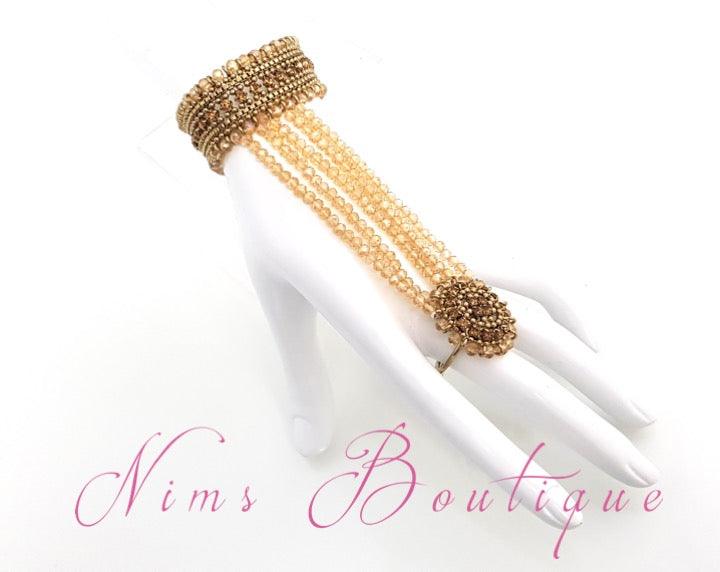 Nims Boutique Royal Gold Stone Small Handpiece / Hath Panja