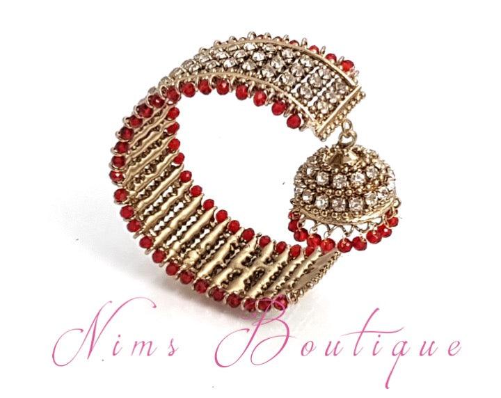 Nims Boutique Red & Clear stone Royal Bracelet with chumka