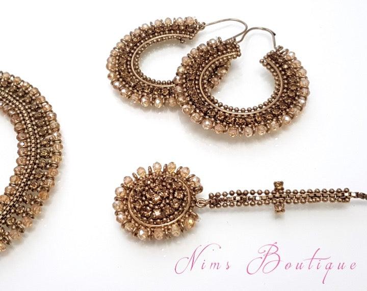 Nims Boutique Royal Antique Gold Necklace with Gold stone