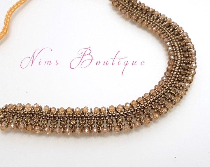 Nims Boutique Royal Antique Gold Necklace with Gold stone