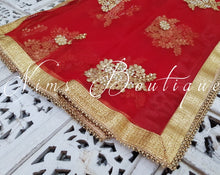 Red Net Pearl Embellished Dupatta/Chunni (NP1)